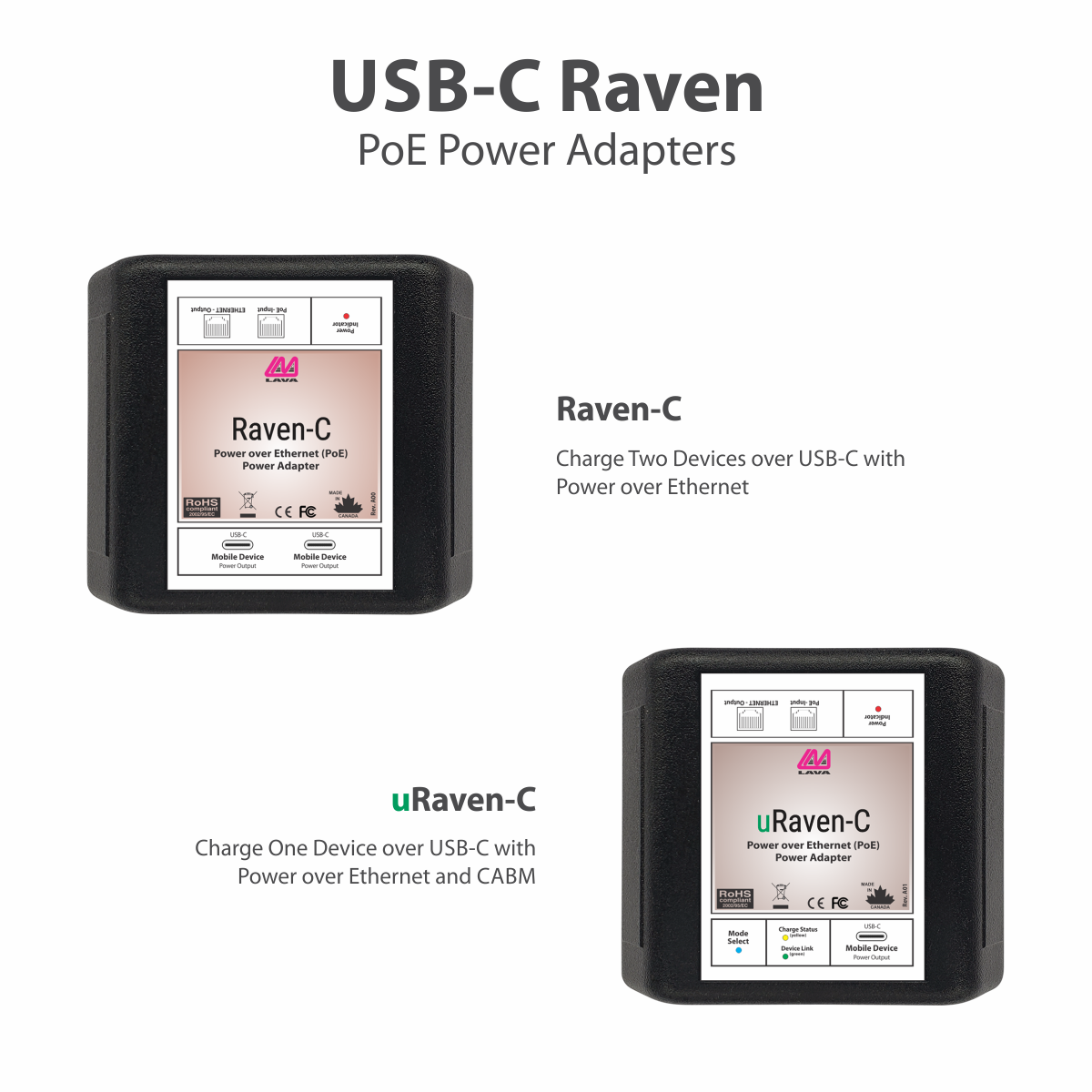 Raven-C and uRaven-C PoE Power Adapters