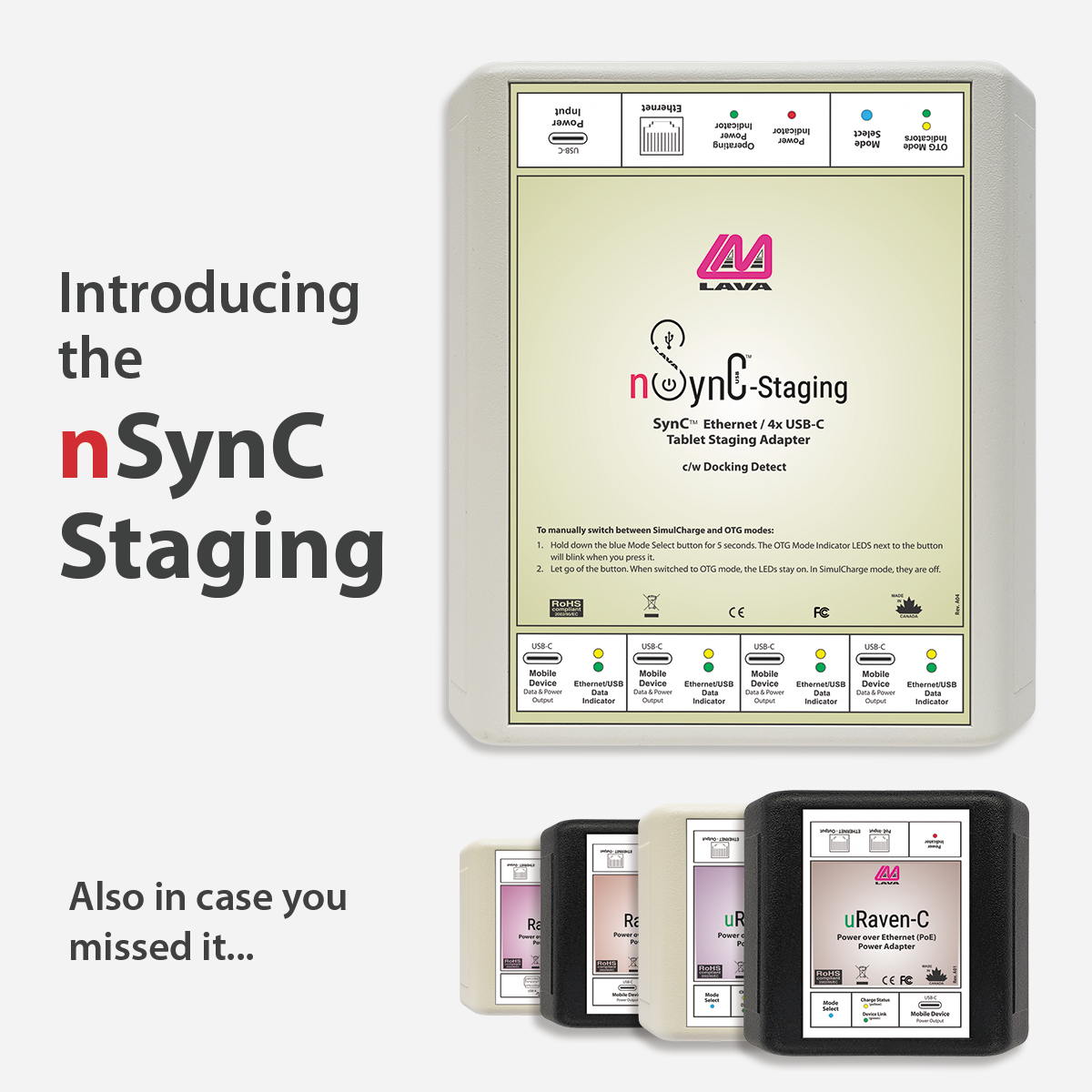 nSynC-Staging and Raven PoE Power Adapters